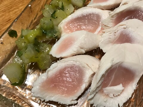 鳥わさのセロリソース添え